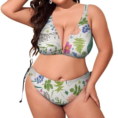 AILLOSA Bikiniset Plus Size voor dames, gevoerd, grote tweedelige bikiniset, haltertop, plussize, zwempak, Yh-85, 3XL