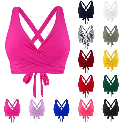 BAWUTZ Bikini BH dames badmode bikinitop borsten dames push-up bikini top, bikini top rugvrij verstelbare tie-up bikinitop, rugvrij bikinitop met vulling zonder beugel