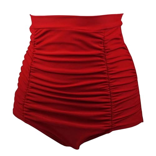 tuwiwol Badpakbroek met hoge taille voor pure kleuren badmode Meerdere maten beschikbaar Sexy badpakbroek met hoge taille Nylon, Rood, M