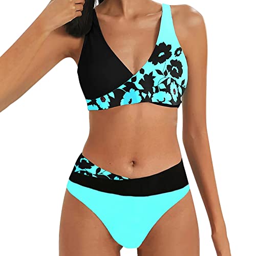 Générique Badpakken voor dames, 2-delig, sexy, lage taille, bandage, bikini, push-up, sets, V-hals, chic en elegant, vintage, rug, bikiniset, bandage, bikiniset voor dames, Blauw, S