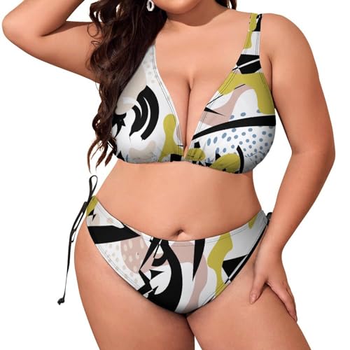 AILLOSA Bikiniset Plus Size voor dames, gevoerd, grote tweedelige bikiniset, haltertop, plussize, zwempak, Yh-105, 4XL