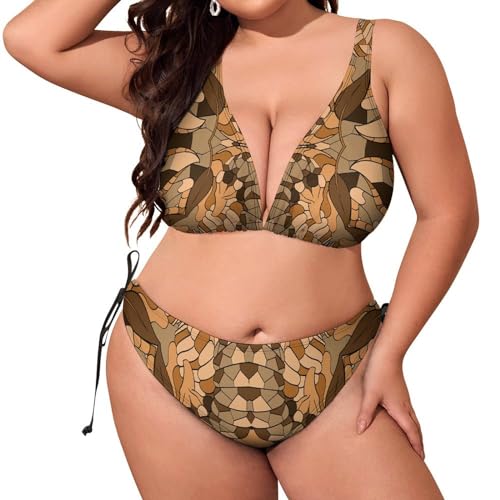 AILLOSA Bikiniset Plus Size voor dames, gevoerd, grote tweedelige bikiniset, haltertop, plussize, zwempak, Yh-48, 4XL