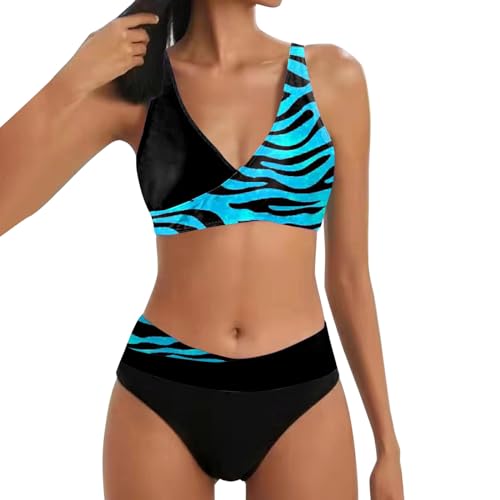 Generic Hoge Taille Badpakken Voor Vrouwen Kriskras Badpakken Dames Badpakken Bikini Bijpassende Badpakken Sexy Sport Strandkleding Vrouwen Badpakken Buikcontrole 2024 Zomer, Blauw, XXL