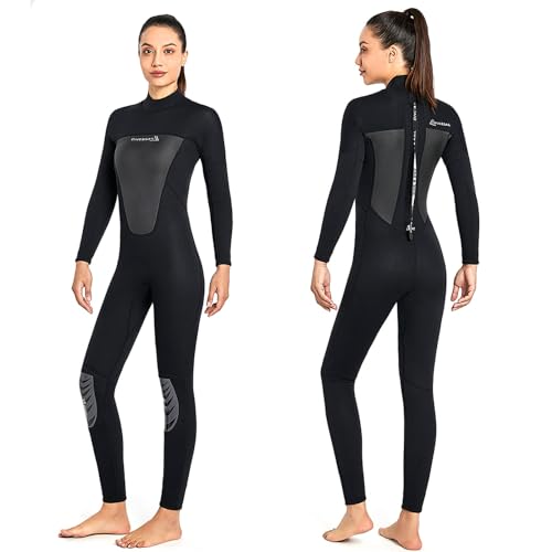 FYWYVIY Volledig wetsuit 3 mm neopreen duikpakken full body surfpak lange mouwen duikpak voor kanoën snorkelen peddel instappak volledige natte pakken (kleur: dames-A, maat: S)