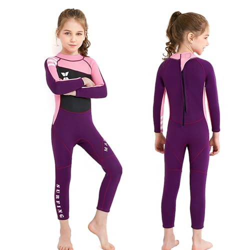 SIUKE Wetsuit voor kinderen, eendelig badpak met zonnebescherming, voor surfen, duiken, zwemmen, boottochten in de winter