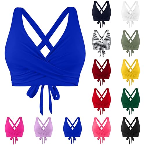 BAWUTZ Bikini BH dames badmode bikinitop borsten dames push-up bikini top, bikini top rugvrij verstelbare tie-up bikinitop, rugvrij bikinitop met vulling zonder beugel