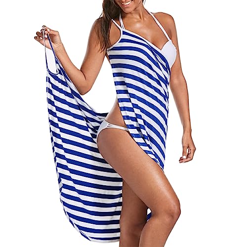 Ailan Comfortabele en sneldrogende strandzwemkleding voor dames Polyester zwemkleding met volledige bedekking Dameszwemkleding 2023 Dameszwemkleding, breed blauw,1, XXXL