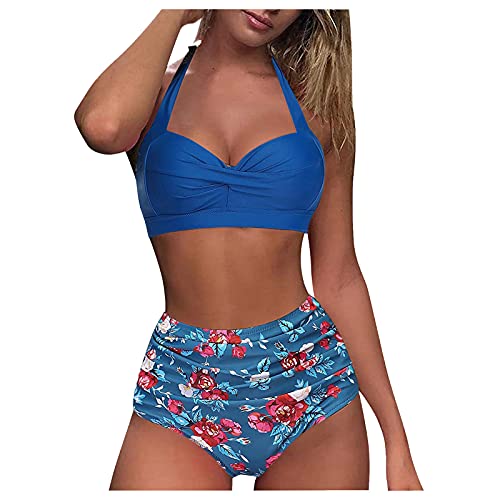 YJING 0364 Bikini, bovenstuk, grote cups, bandeaubikini, dames, bandeaubikini, bovenstuk, bikini, goud, balconette, bikini voor dames, zonder bandjes, surf, 02 blauw, M