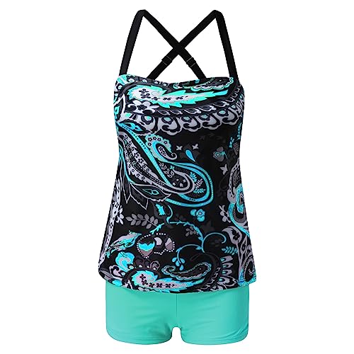 Zylione Twee Tankini Badpakken voor Vrouwen Zomer Casual Badpakken met Bodems Plus Size Badpakken voor Vrouwen 3X, BU1, XL