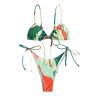ZAFUL Strik Colorblock Tie Side String Bikini Badmode High Cut Tanga Bikini Set, groen, L