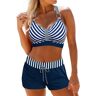 Gyios Women's Bikinis Summer Two Piece Swimwear Beach Bikini Sexy Swimwear Set Summer Women's Print Two Piece Bikini Beach Swimwear-blue1-s