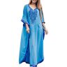 LikeJump AiJump Kaftan Beach Maxi jurk voor dames, katoenen print blauw Een maat