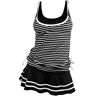 Summer Mae Dames tankini gestreept klassiek tweedelig badpak met rok, Zwart, XL