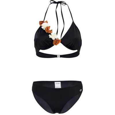 Fashy Damesbikini, mareblu (78% PA gerecycled), met bloemenapplicaties, zwart, 42 / B Fashy Damesbikini, mareblu (78% PA gerecycled), met bloemenapplicaties, zwart, 42 / B