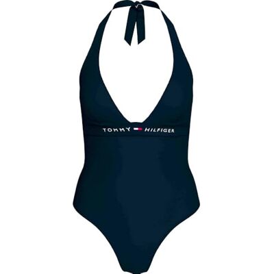 Tommy Hilfiger Halterbadpak voor dames, Blauw (Donker Nacht Marine), XS Tommy Hilfiger Halterbadpak voor dames, Blauw (Donker Nacht Marine), XS