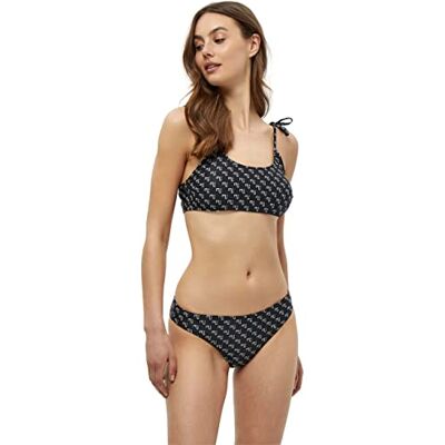 Minus Dames Nabina Bikini Top, Zwart Logo Print, XS Minus Dames Nabina Bikini Top, Zwart Logo Print, XS
