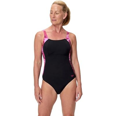Speedo Dames Print Luna Lustre eendelig badpak, zwart, 34 Speedo Dames Print Luna Lustre eendelig badpak, zwart, 34
