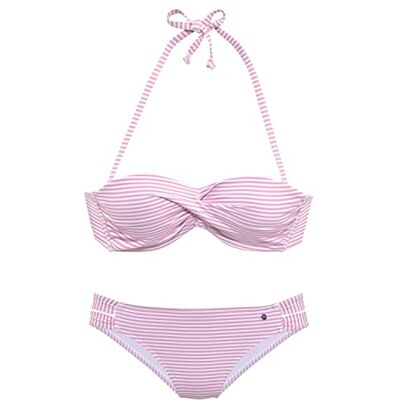 s.Oliver Beugel-Bandeau-bikini, roze-wit, roze-wit gestreept, 36/C s.Oliver Beugel-Bandeau-bikini, roze-wit, roze-wit gestreept, 36/C