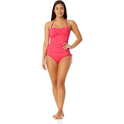 Anne Cole Vrouwen Twist Front Shirred Bandeau Tankini Swim Top, Hete Pinkie, S Anne Cole Vrouwen Twist Front Shirred Bandeau Tankini Swim Top, Hete Pinkie, S