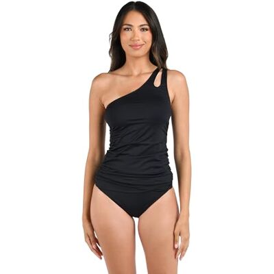 La Blanca Vrouwen Island Goddess One Shoulder Keyhole Tankini Badpak Top, Zwart, 44 NL La Blanca Vrouwen Island Goddess One Shoulder Keyhole Tankini Badpak Top, Zwart, 44 NL