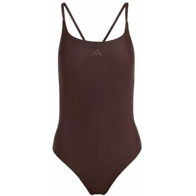 adidas dames Iconisea Ribbed Padded Thin Straps Swimsuit Swimwear, Aurora Coffee, 32 adidas dames Iconisea Ribbed Padded Thin Straps Swimsuit Swimwear, Aurora Coffee, 32