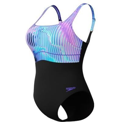 Speedo Shaping Contour Eclipse bedrukt badpak uit één stuk, indigo gloed, 36 Speedo Shaping Contour Eclipse bedrukt badpak uit één stuk, indigo gloed, 36