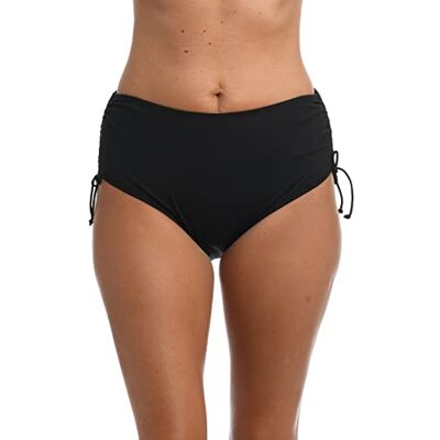 24th & Ocean Women's Standard High Waist Side Tie Hipster Bikini Swimsuit Bottom, Black//Solid, Small 24th & Ocean Women's Standard High Waist Side Tie Hipster Bikini Swimsuit Bottom, Black//Solid, Small