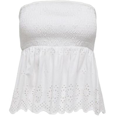 ONLY Onllou Life Emb Bandeau Top WVN, wit (bright white), L ONLY Onllou Life Emb Bandeau Top WVN, wit (bright white), L