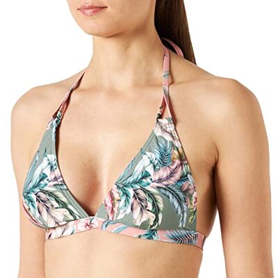 ESPRIT Dames Malibu Beach RCS Pad. Halter Bikini, Licht kaki (bedrukt blauw), 36/D ESPRIT Dames Malibu Beach RCS Pad. Halter Bikini, Licht kaki (bedrukt blauw), 36/D