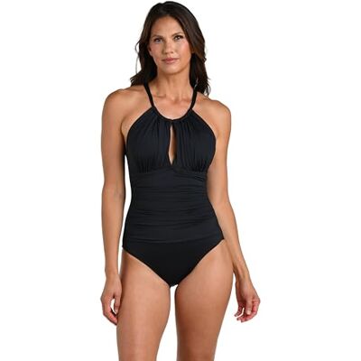 La Blanca Women's Island Goddess hoge hals sleutelgat eendelig badpak, zwart, 4, Zwart, 4 La Blanca Women's Island Goddess hoge hals sleutelgat eendelig badpak, zwart, 4, Zwart, 4