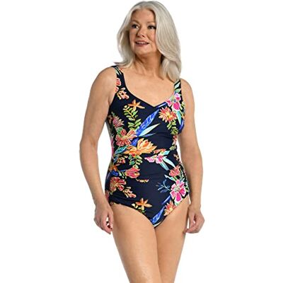 Maxine Of Hollywood Eendelig badpak voor dames standaard over de schouder gestremd, multi//Mystic Garden, maat L (VS-maat 12) Maxine Of Hollywood Eendelig badpak voor dames standaard over de schouder gestremd, multi//Mystic Garden, maat L (VS-maat 12)