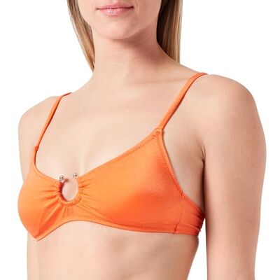 Koton Dames Spaghetti Strappy Cut Out Detail Shirred Bikini Top Swim Wear, oranje (209), 34 Koton Dames Spaghetti Strappy Cut Out Detail Shirred Bikini Top Swim Wear, oranje (209), 34