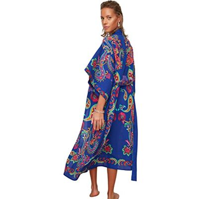 Trendyol Dames Regular Basic V-hals Geweven Kimono's & Kaftans, Zeer kleurrijk, S Trendyol Dames Regular Basic V-hals Geweven Kimono's & Kaftans, Zeer kleurrijk, S