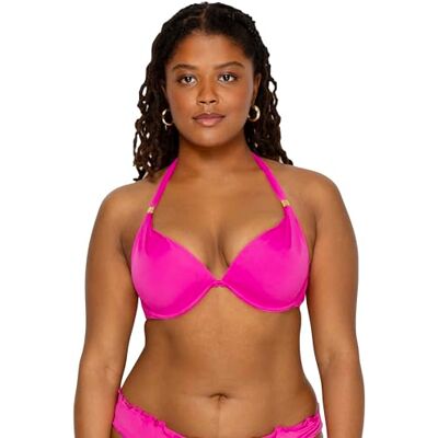 Smart & Sexy Women's Standard Swim Secret Mega Push-up Halter Bikini Top, Fuchia Sizzle, 32A Smart & Sexy Women's Standard Swim Secret Mega Push-up Halter Bikini Top, Fuchia Sizzle, 32A