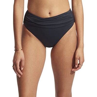 Seafolly Women's Standard High Waist Wrap Front Bikini Bottom Swimsuit, Eco Collective True Navy, 4 Seafolly Women's Standard High Waist Wrap Front Bikini Bottom Swimsuit, Eco Collective True Navy, 4