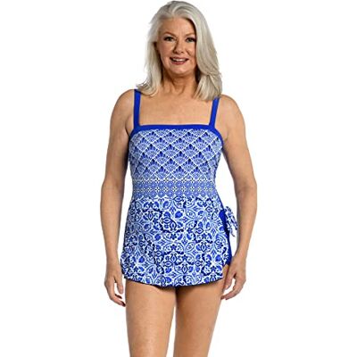 Maxine Of Hollywood Badpak uit één stuk Bandeau Sarong voor dames, Kobalt//Griekse Tegel, 12 Maxine Of Hollywood Badpak uit één stuk Bandeau Sarong voor dames, Kobalt//Griekse Tegel, 12