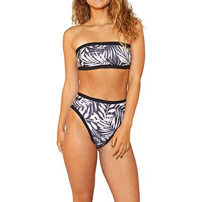 Hurley W Party Palm Rib Bandeau Bikini Top voor dames Hurley W Party Palm Rib Bandeau Bikini Top voor dames