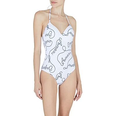 Giorgio Armani Swimwear Logomania Gewatteerde eendelige badpak, wit/marineblauw, maat XS, wit/marineblauw., XS Giorgio Armani Swimwear Logomania Gewatteerde eendelige badpak, wit/marineblauw, maat XS, wit/marineblauw., XS