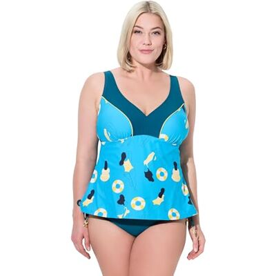 Ulla Popken Dames grote maten grote maten plus size tankini, zwemster, softcups, bandjes verstelbaar 837316, turquoise, 42 Ulla Popken Dames grote maten grote maten plus size tankini, zwemster, softcups, bandjes verstelbaar 837316, turquoise, 42