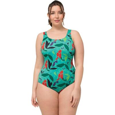 Ulla Popken Alice Badpak voor dames, Softline, bladeren in het water badpak, Helder zeegroen, 54-56 Ulla Popken Alice Badpak voor dames, Softline, bladeren in het water badpak, Helder zeegroen, 54-56