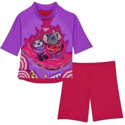 Speedo Learn to Swim Sun Protection T-shirt en shorts, roze/geel, 3 jaar meisje, Roze/geel, 3 años Speedo Learn to Swim Sun Protection T-shirt en shorts, roze/geel, 3 jaar meisje, Roze/geel, 3 años