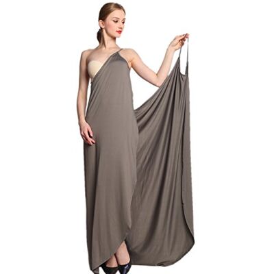 Emma Dames zomer sexy V-hals spaghettibandjes rugvrij effen wikkeldoek sarong wrap vakantie lange strandjurk handdoek bikini cover up pareos S-XXL, grijs, XXL Emma Dames zomer sexy V-hals spaghettibandjes rugvrij effen wikkeldoek sarong wrap vakantie lange strandjurk handdoek bikini cover up pareos S-XXL, grijs, XXL