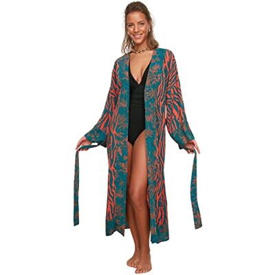 Trendyol Kimono en kaftans voor dames van stof met V-hals, Meerkleurig., L Trendyol Kimono en kaftans voor dames van stof met V-hals, Meerkleurig., L
