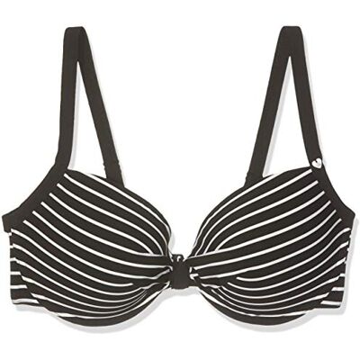 Short Stories Dames Top Push up w/w Bikini bovenstuk, meerkleurig (Black Stripe 10048), 36 (fabrieksmaat: 36D) Short Stories Dames Top Push up w/w Bikini bovenstuk, meerkleurig (Black Stripe 10048), 36 (fabrieksmaat: 36D)