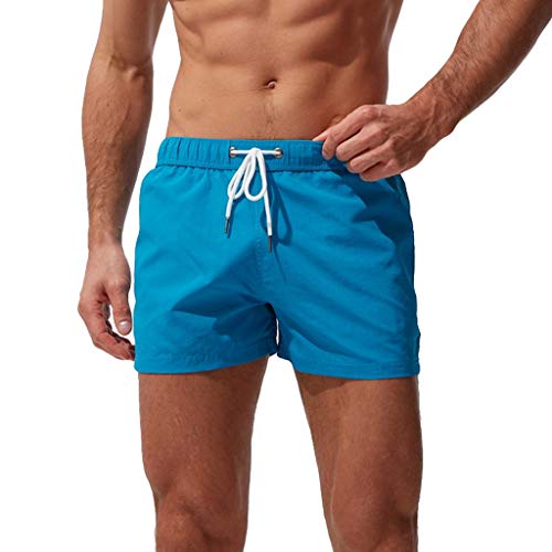 Generic Zwembroek voor heren, korte zwembroek, nauwe slip, dunne zwembroek, surfen, strandbroek, zwembroek, zwembroek, zwembroek, zwembroek, strandshorts, blauw, M