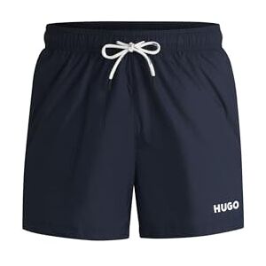 HUGO Haiti zwemshorts voor heren, van sneldrogend gerecycled weefsel met logo, New Dark Blue405, XXL HUGO Haiti zwemshorts voor heren, van sneldrogend gerecycled weefsel met logo, New Dark Blue405, XXL