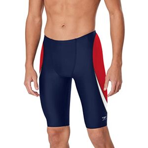 Speedo Endurance+, Splice Team-kleuren, standaard zwembroek voor heren, marineblauw/rood, maat 26 Speedo Endurance+, Splice Team-kleuren, standaard zwembroek voor heren, marineblauw/rood, maat 26