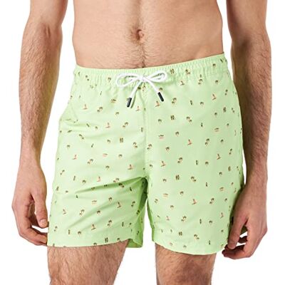 Tom Tailor Denim Uomini Zwemshort met print 1029970, 29256 Green Palm Surf Print, XS Tom Tailor Denim Uomini Zwemshort met print 1029970, 29256 Green Palm Surf Print, XS