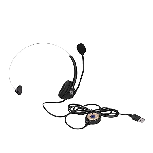 Lazimin Callcenter-telefoonheadset met één Oor, USB-plug-and-play-hoofdtelefoon met Ruisonderdrukking en Microfoon, Hoofdtelefoon voor Callcenter-klantenservice