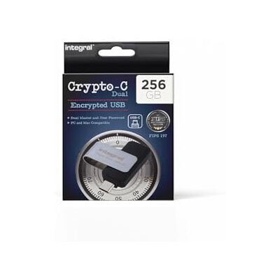 Integral 256GB Crypto-C Dual Versleutelde USB Flash Drive - Veilig 3.2 Gen 1 Integral 256GB Crypto-C Dual Versleutelde USB Flash Drive - Veilig 3.2 Gen 1
